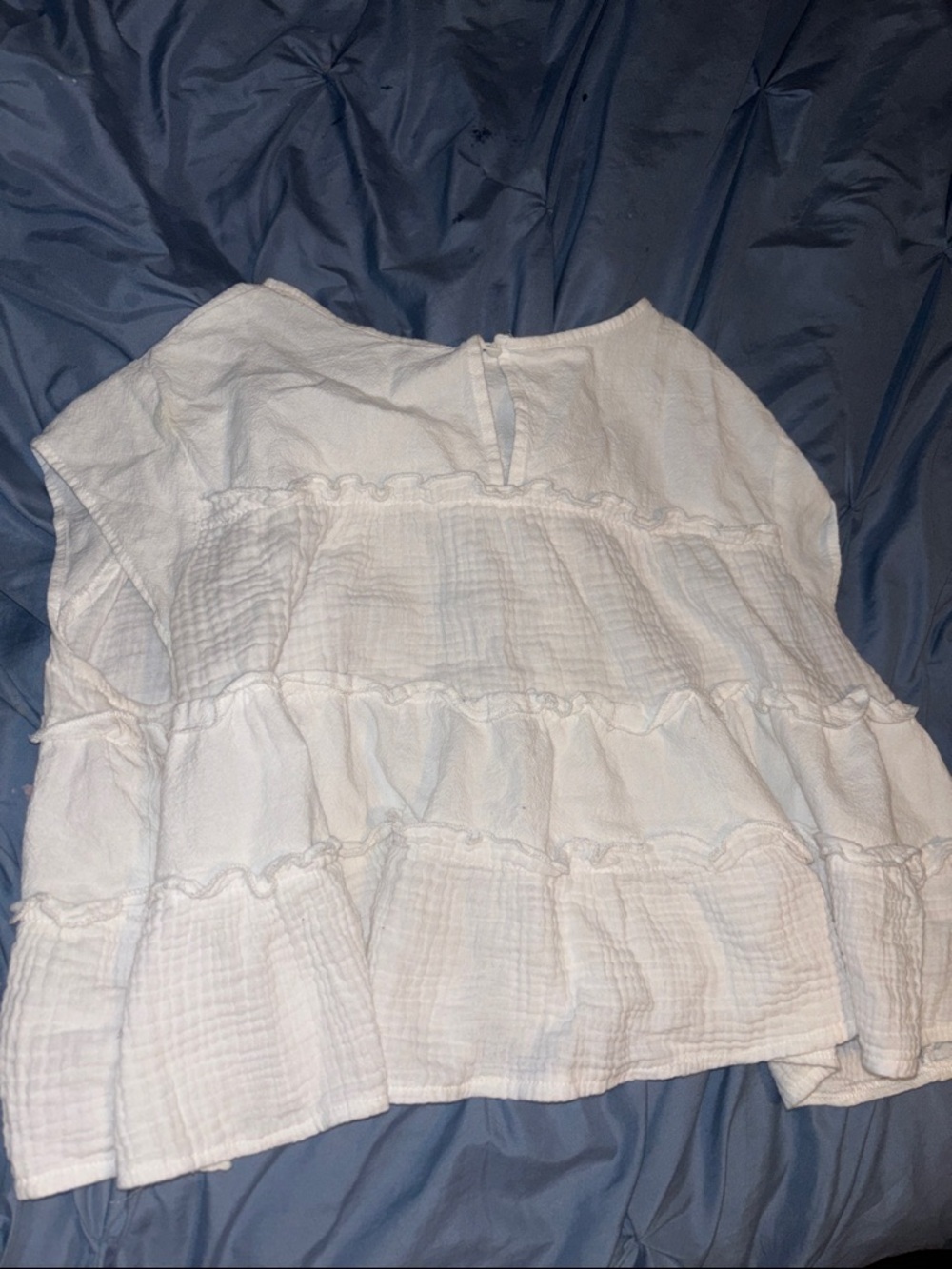 White Tiered Gauze Babydoll Top